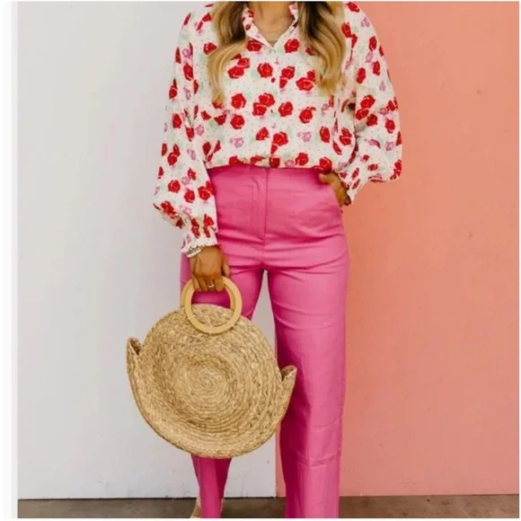 FATE The Alessandro Floral Blouse Long Sleeve Size Large NEW - Picture 2 of 16